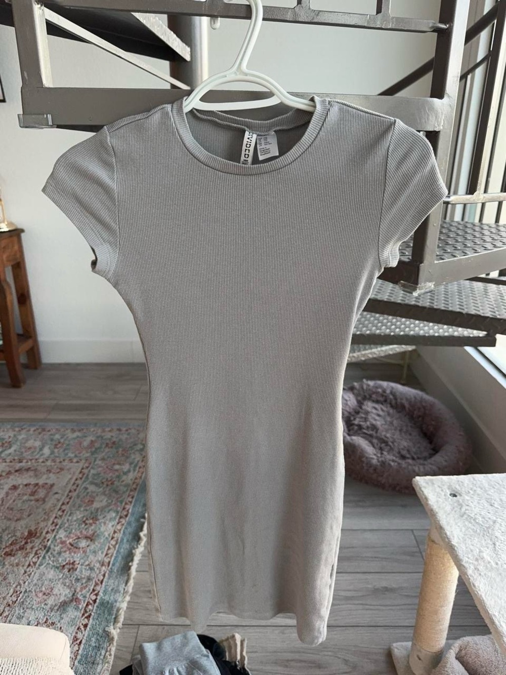 H&M Light Gray Ribbed Mini Dress - Picture 3 of 3